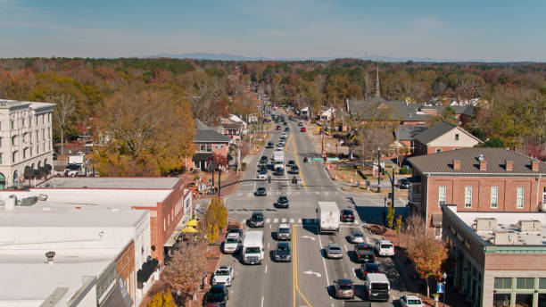 istock Main Street in Alpharetta, Georgia - Drone Shot 1370183906