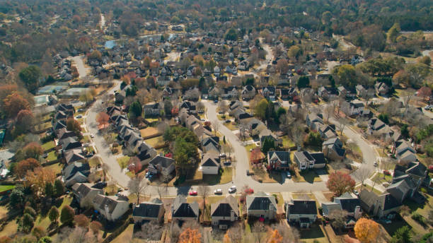 istock Residential Streets in Georgia in Fall - Drone Shot 1370183922