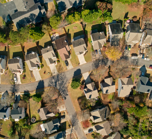 istock Autumn in Atlanta Suburbs - Top Down Drone Shot 1370183935