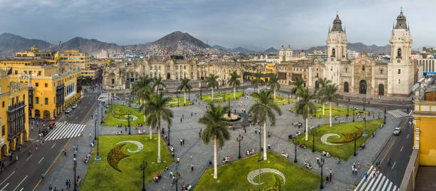 Landscapes of Lima, Peru Panoramic view of the main square of Lima, Peru. lima stock pictures, royalty-free photos & images