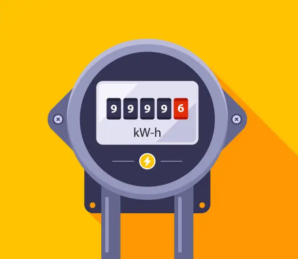 Vector illustration of device for measuring electricity consumption at home