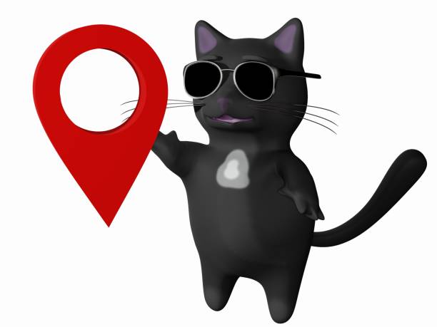 3D render of Cat and Sunglasses and Way point