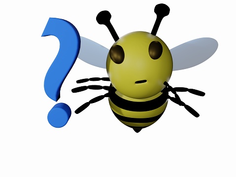 3D render of Bee and Question mark