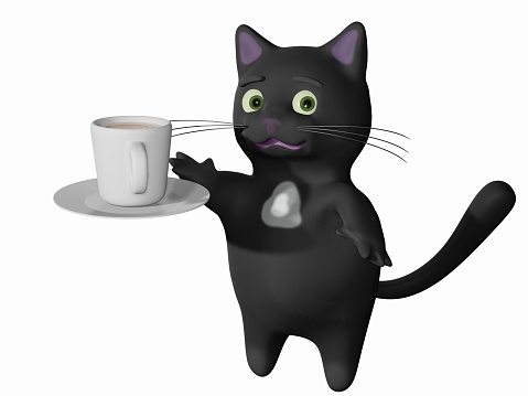 3D render of Cat and Coffee