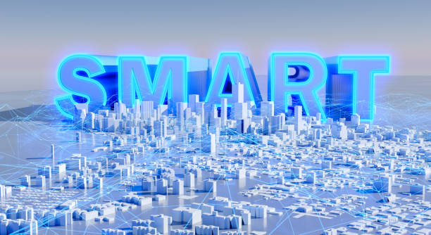 istock Smart city low poly mega city background, urban and futuristic technology concepts. 3D rendering. 1370186512