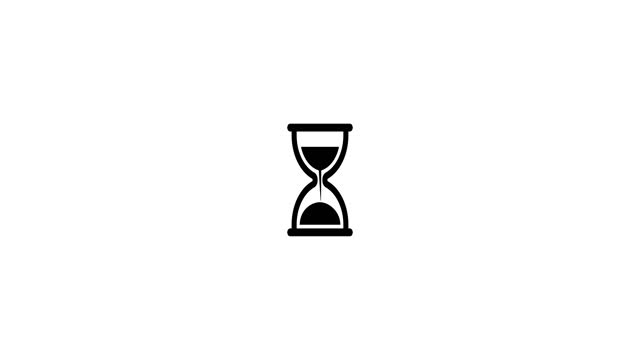 Rotating hourglass, minimalist loading animation, white background
