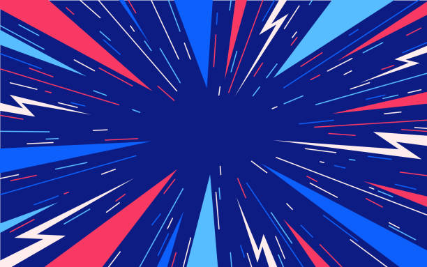 ilustraciones, imágenes clip art, dibujos animados e iconos de stock de abstract blast excitement explosion lightning bolt fondo patriótico - gráfico por ordenador