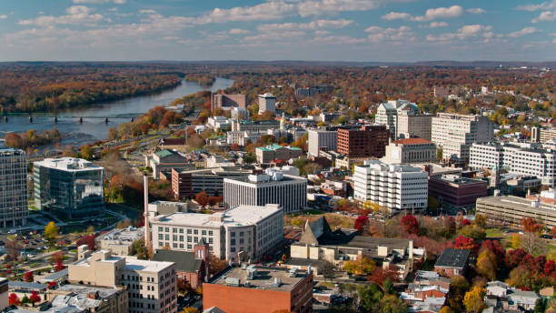 istock Downtown Trenton, New with Delaware River- High Aerial 1370192071