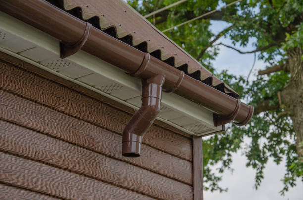 istock Gutter with downpipe on the roof of a house. 1370193110