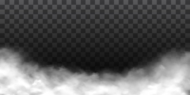 bildbanksillustrationer, clip art samt tecknat material och ikoner med fog or smoke isolated transparent special effect. white vector cloudiness, mist or smog background. vector illustration png - rök