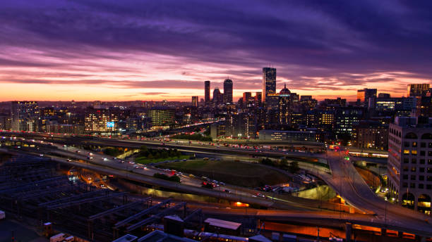 istock Drone Shot of Boston Central Artery at Twilight 1370200948