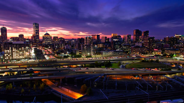istock Central Artery Traffic at Twilight - Aerial 1370200949