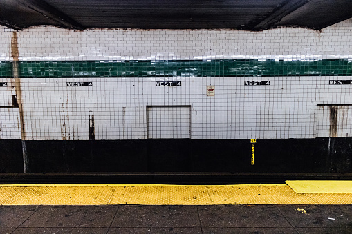 New York City subway train leaving its station - motion image