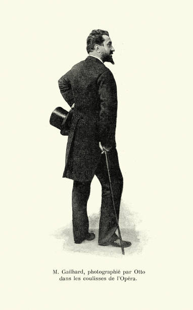 Pedro Gailhard, director of the Paris Opera, 1890s Vintage illustration of after a photograph of, Pedro Gailhard, director of the Paris Opera, 1890s tail coat photos stock illustrations