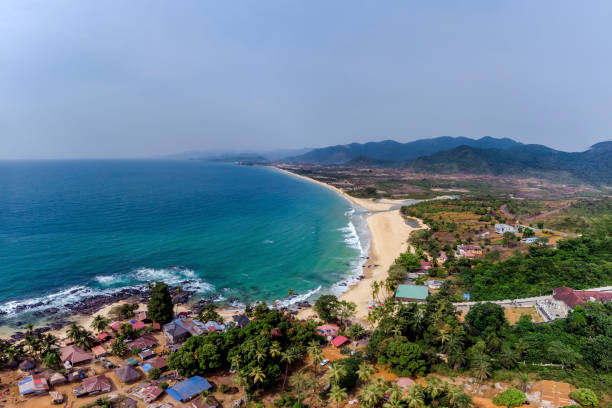 istock Aerial panoramic picture at Bureh beach 1370203692