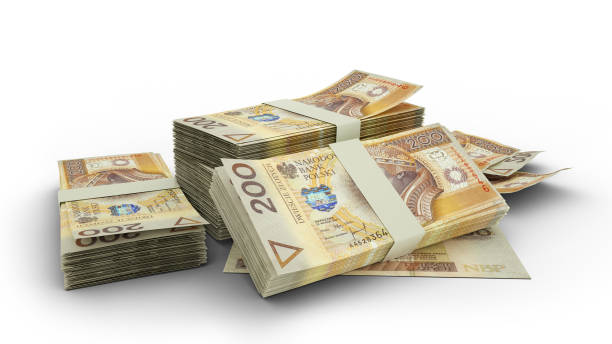 istock 3D Stack of 200 Polish zloty notes isolated on white background 1370206806