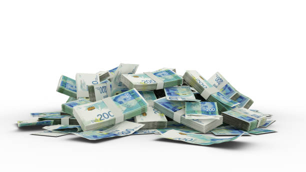 istock 3D Stack of 200 Israeli Shekel notes isolated on white background 1370206842