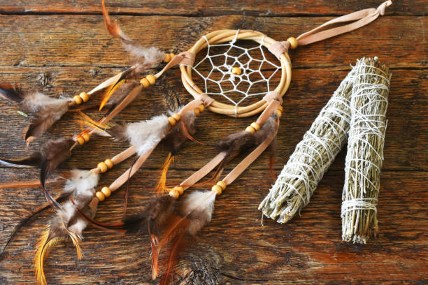 istock Hand Made Dreamcatcher and White Sage Smudge Stick 1370210059