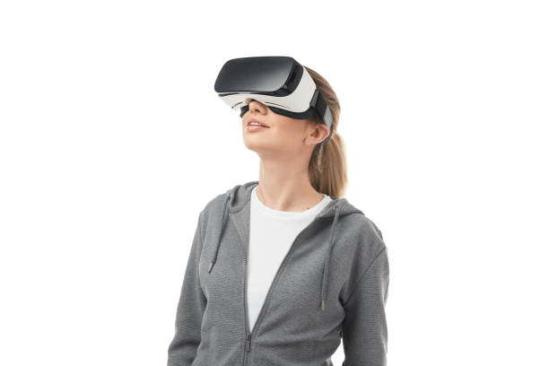 istock Woman in virtual reality goggles 1370212188