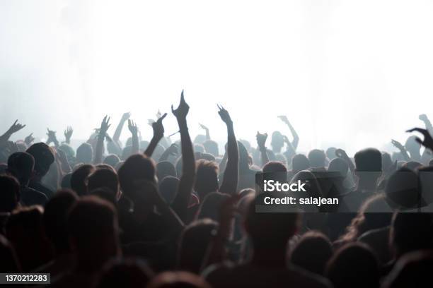 Crowd Of People Partying At Live Concert Stock Photo - Download Image Now - Crowd of People, Cheering, DJ