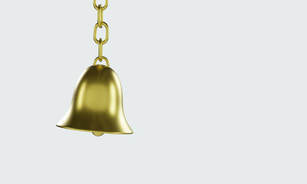 istock 3D Rendering Golden Realistic Bell 3D illustration on left side wind white Background 1370213568