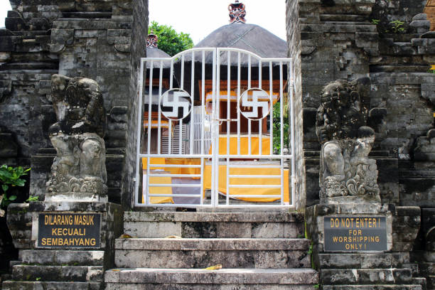 Entrance gate to the main temple at Uluwatu complex in Bali. Taken January 2022. stock photo