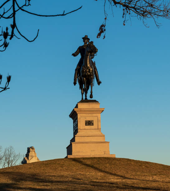 미국 펜실베이니아 주 게티즈버그의 이스트 묘지 힐 에 있는 기념비 - american civil war battle conflict gettysburg national military park 뉴스 사진 이미지