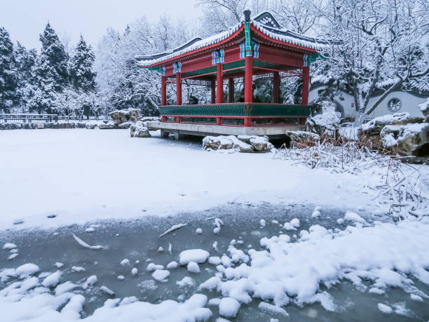 istock Snow in a public park 1370224613
