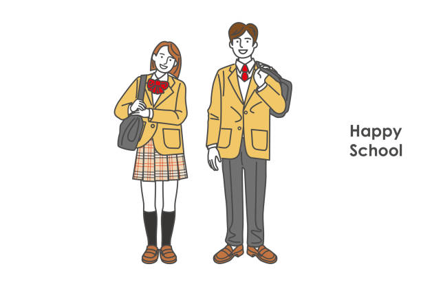ilustrações de stock, clip art, desenhos animados e ícones de illustrations of men and women of good friends high school classmates - dress to impress