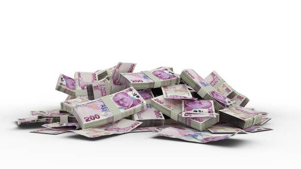 istock 3D Stack of 200 Turkish lira notes isolated on white background 1370235885