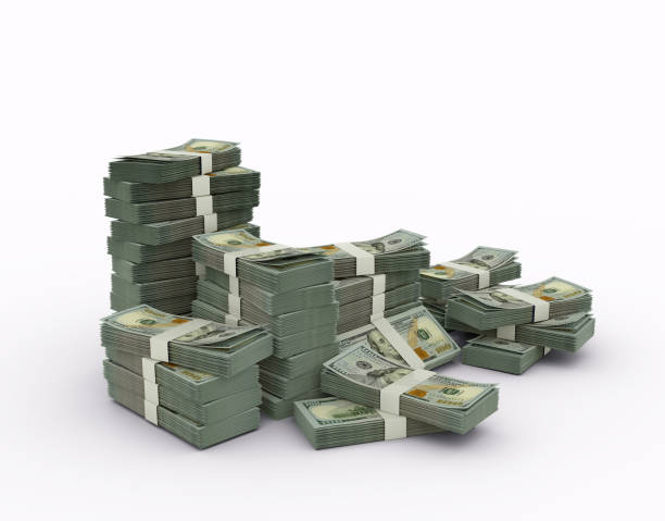 istock Stack of 100 US dollars notes. 3D rendering of bundles of banknotes 1370235991