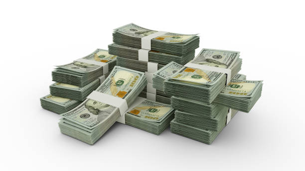 istock Stack of 100 US dollars notes. 3D rendering of bundles of banknotes 1370235995