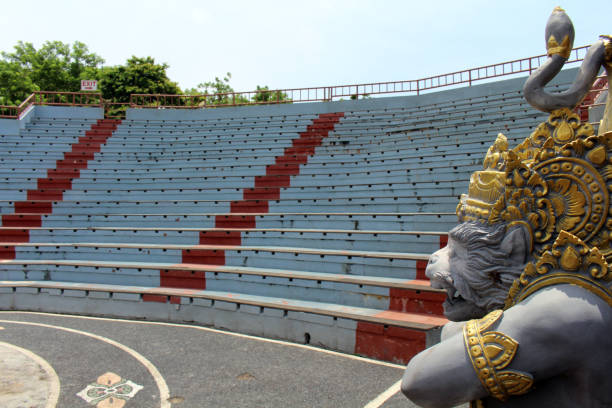 Hanuman at empty stage of Uluwatu Temple of Bali. Taken January 2022. stock photo