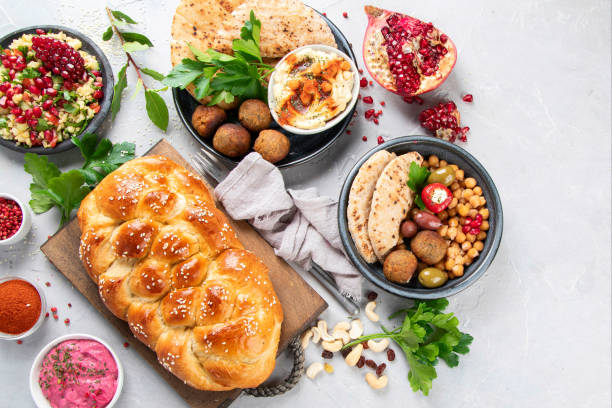 istock Jewish food on light background. 1370242259