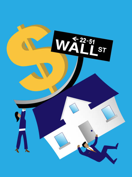 illustrations, cliparts, dessins animés et icônes de wall street frappe le logement - wall street illustrations