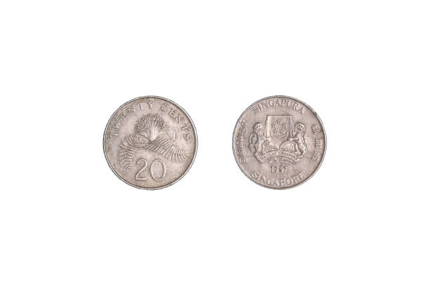 istock Twenty Singapore cent 1987. isolated on black background 1370247341
