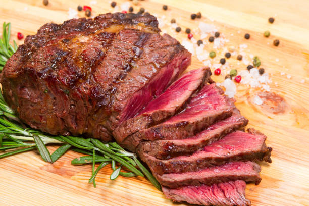 istock Meat steak on a wooden board.