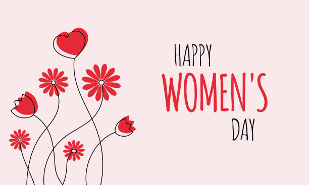 happy women's day social media post template or greetings card, vector illustration with heart and different flowers happy women's day social media post template or greetings card, vector illustration with heart and different flowers bouquet backgrounds spring tulip stock illustrations