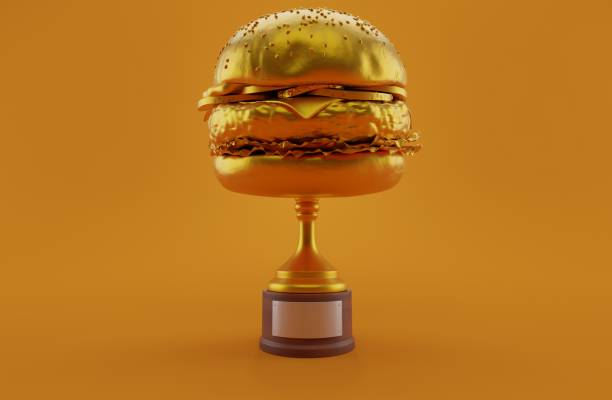 Cheeseburger golden trophy stock photo