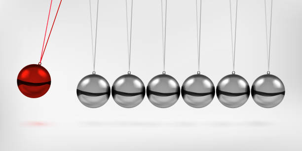 istock Newton's cradle pendulum with swinging spheres metal balls 3d realistic vector illustration. 1370263866
