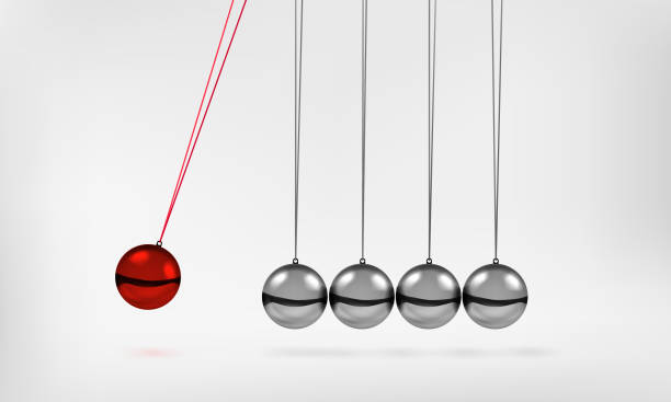 istock Newton's cradle pendulum with swinging spheres metal balls 3d realistic vector illustration. 1370263890