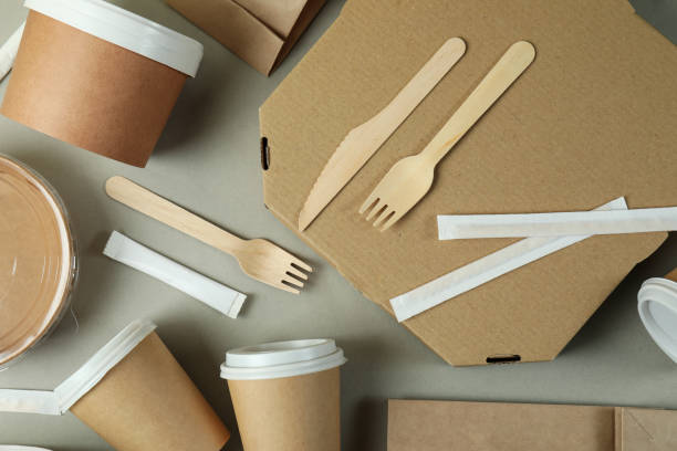istock Delivery containers for takeaway food on gray background 1370265194