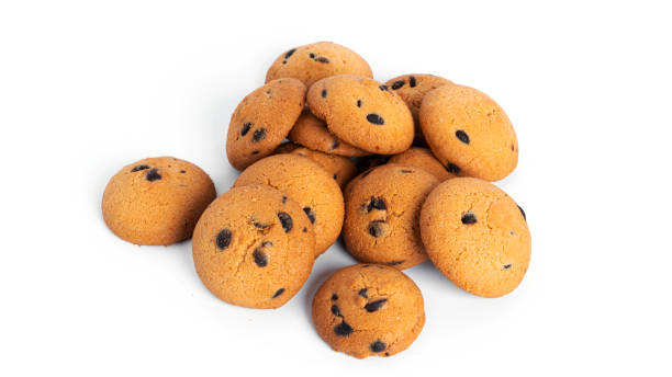 istock Chocolate chip cookies isolated on white background 1370265957