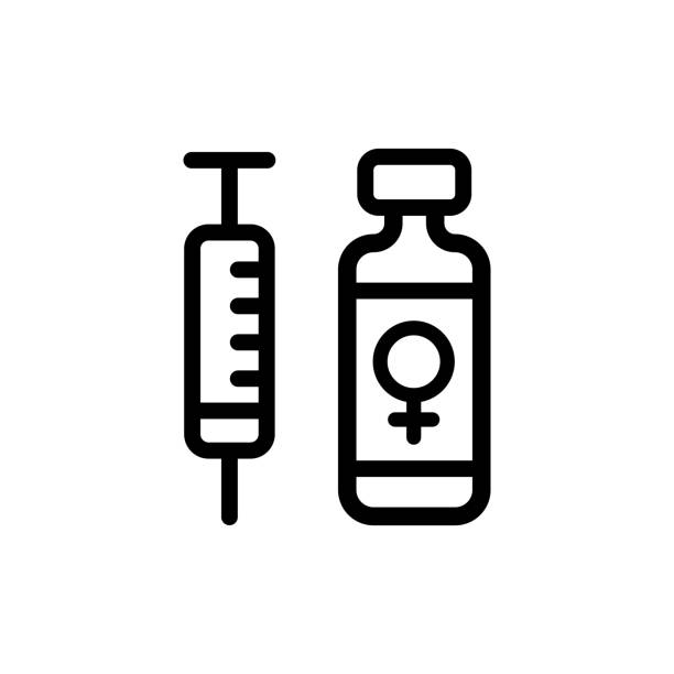 Hormone replacement therapy outline icon Hormone replacement therapy outline icon. Cure for menopause. Medication for female health. Pharmaceutical product in bottle. Drug in container. Medical aid. Vector illustration isolated on white. hormone therapy stock illustrations