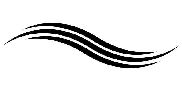 부드러운 물결 줄무늬 로고 템플릿, 캘리모그래피 우아한 라인 - silk pattern in a row shiny stock illustrations