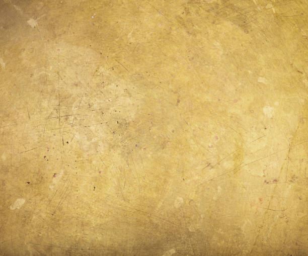 Scratched brass plate texture. stock photo