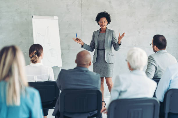 istock Businesswoman presenting a new strategy 1370268867