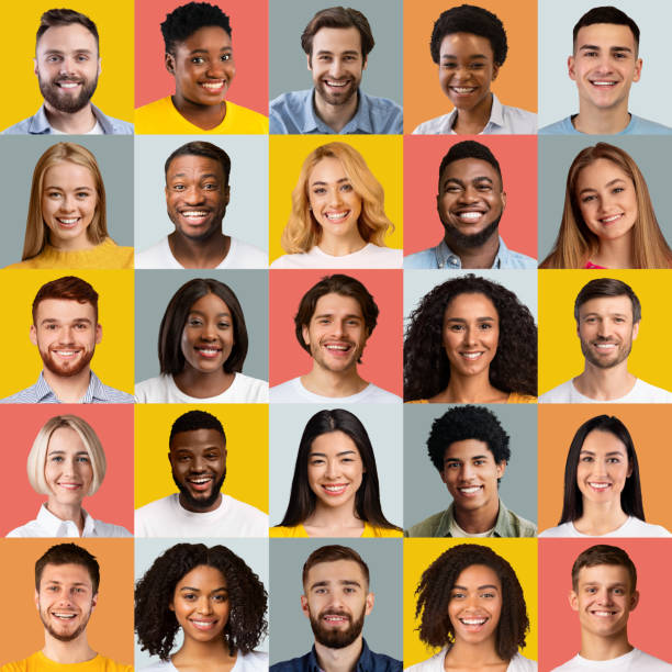 istock Diverse cheerful people portraits collage over bright colorful studio backgrounds. Human diversity collage 1370270323
