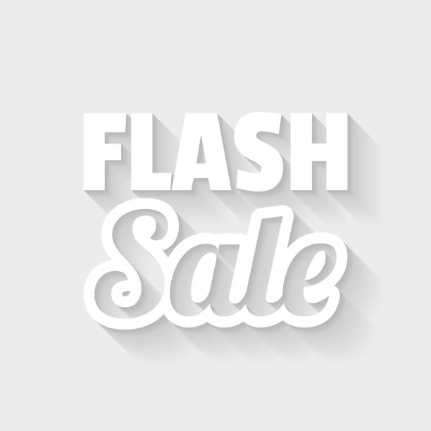 illustrations, cliparts, dessins animés et icônes de vente flash. icône avec une ombre longue sur fond vide - flat design - spending time flash