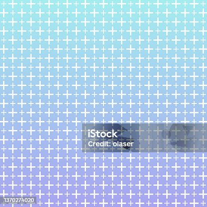 istock White grid of plus shapes in two sizes on blue gradient pattern 1370274020
